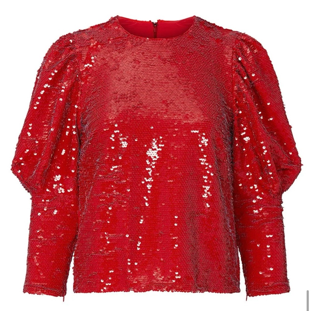 Allen Schwartz Red Sequin Kyra Women's Top XS